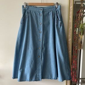 1980s WESTERN DENIM MIDI SKIRT